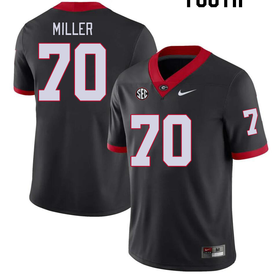 Youth #70 Joshua Miller Georgia Bulldogs College Football Jerseys Stitched-Black